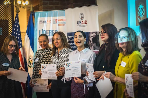 group of women with awards