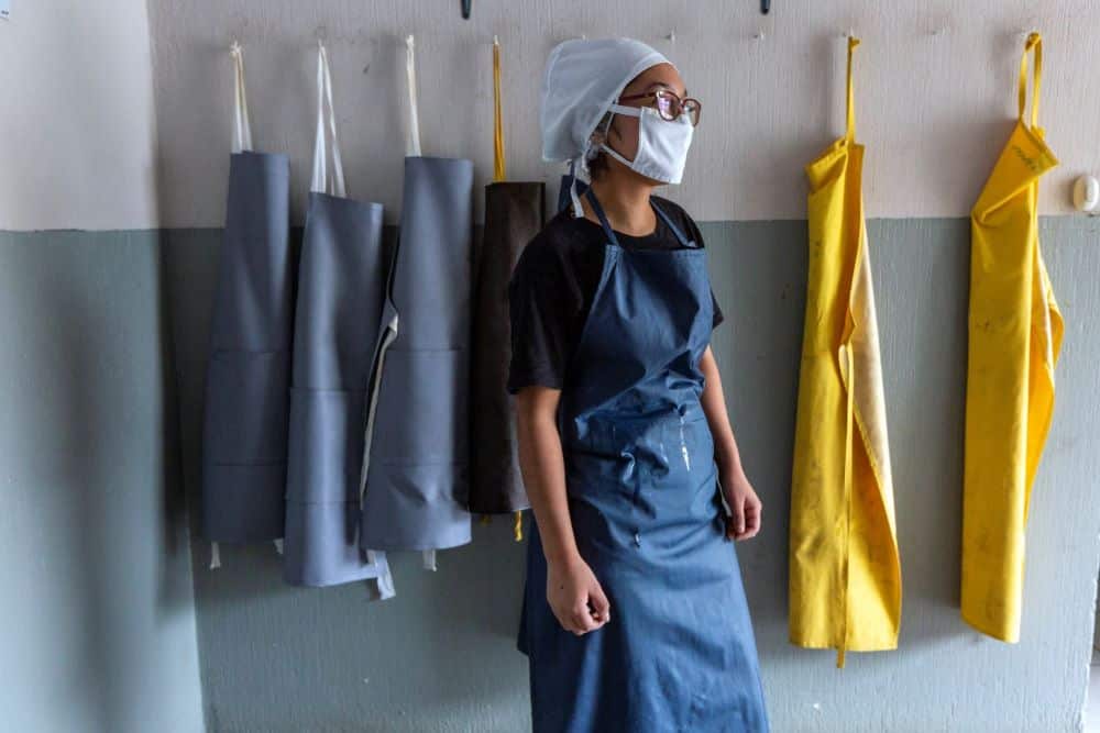 woman wearing apron