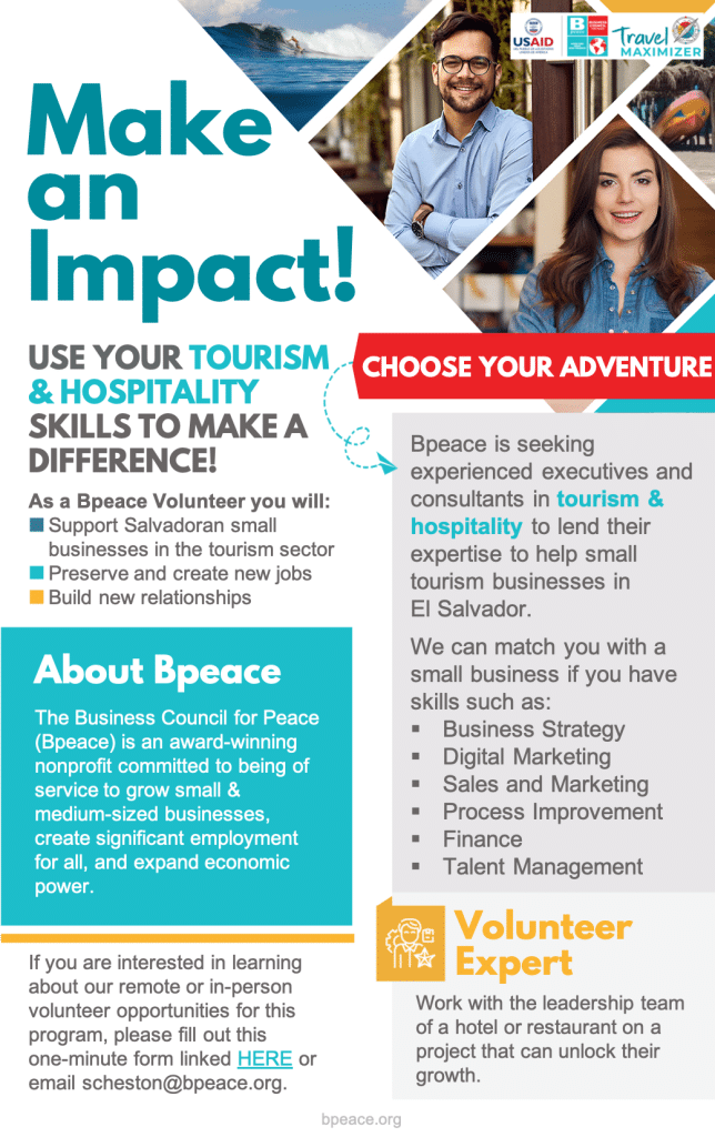 bpeace volunteer opportunities in tourism flyer