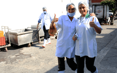 bpeace workers outside